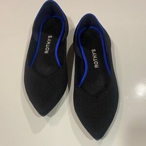 Rothy's Black Flats with Blue Trim